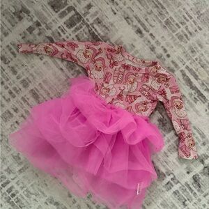 Pink Santa Print Kids Pajamas